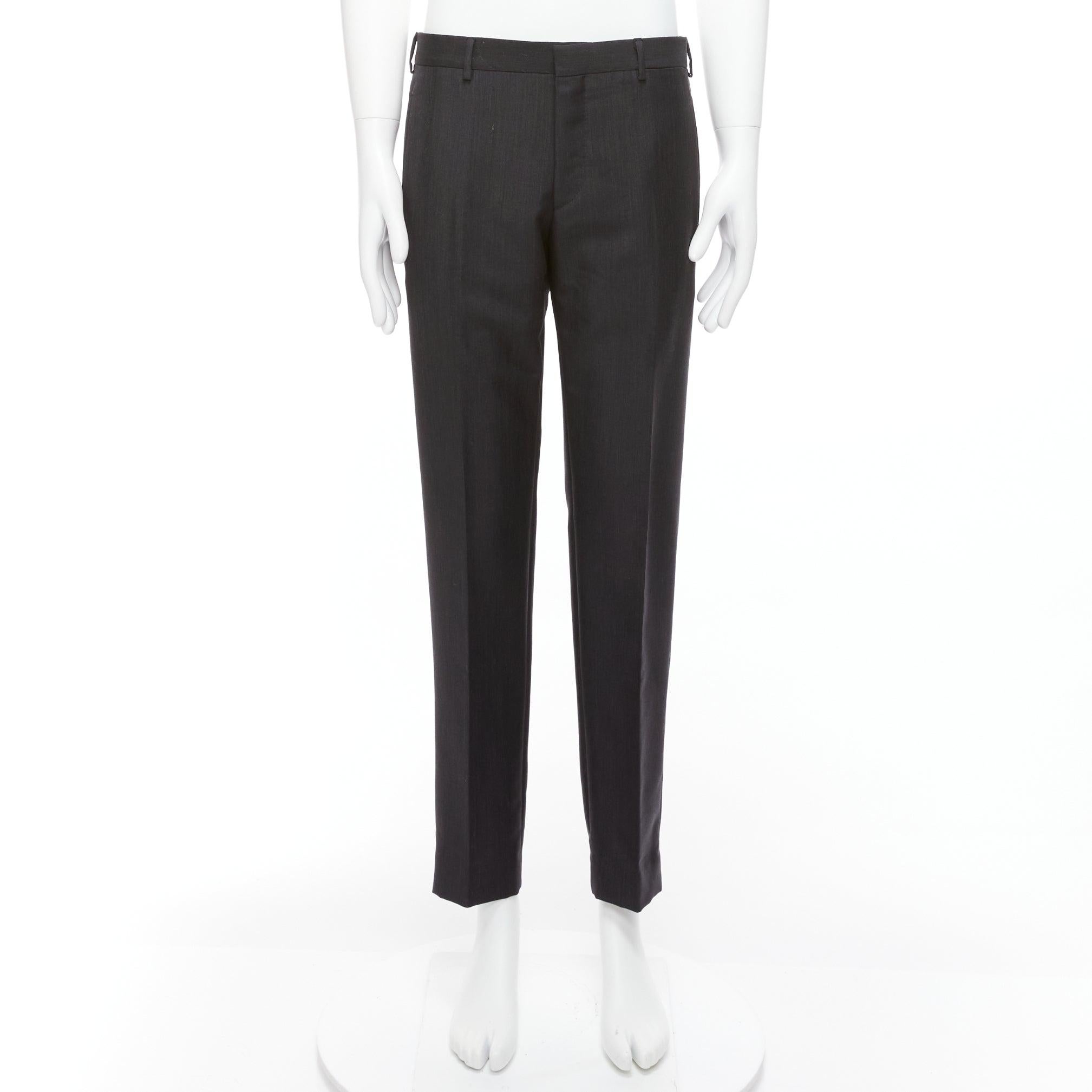 PRADA dark grey mohair wool crisp minimal clean line tapered pants IT50 L For Sale 5