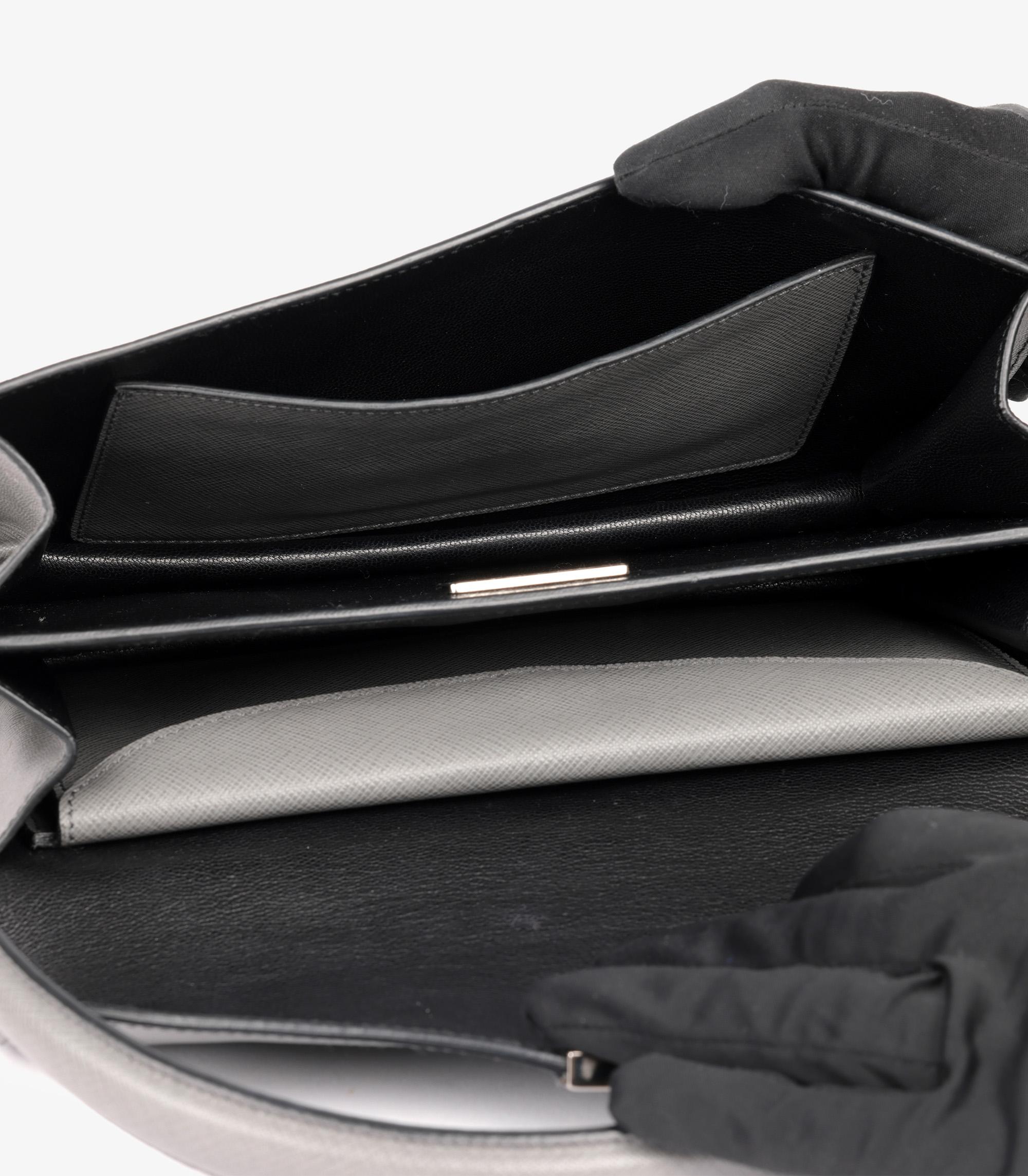 Prada Dark Grey Saffiano Leather Lux Mini Sound Flap Bag 5
