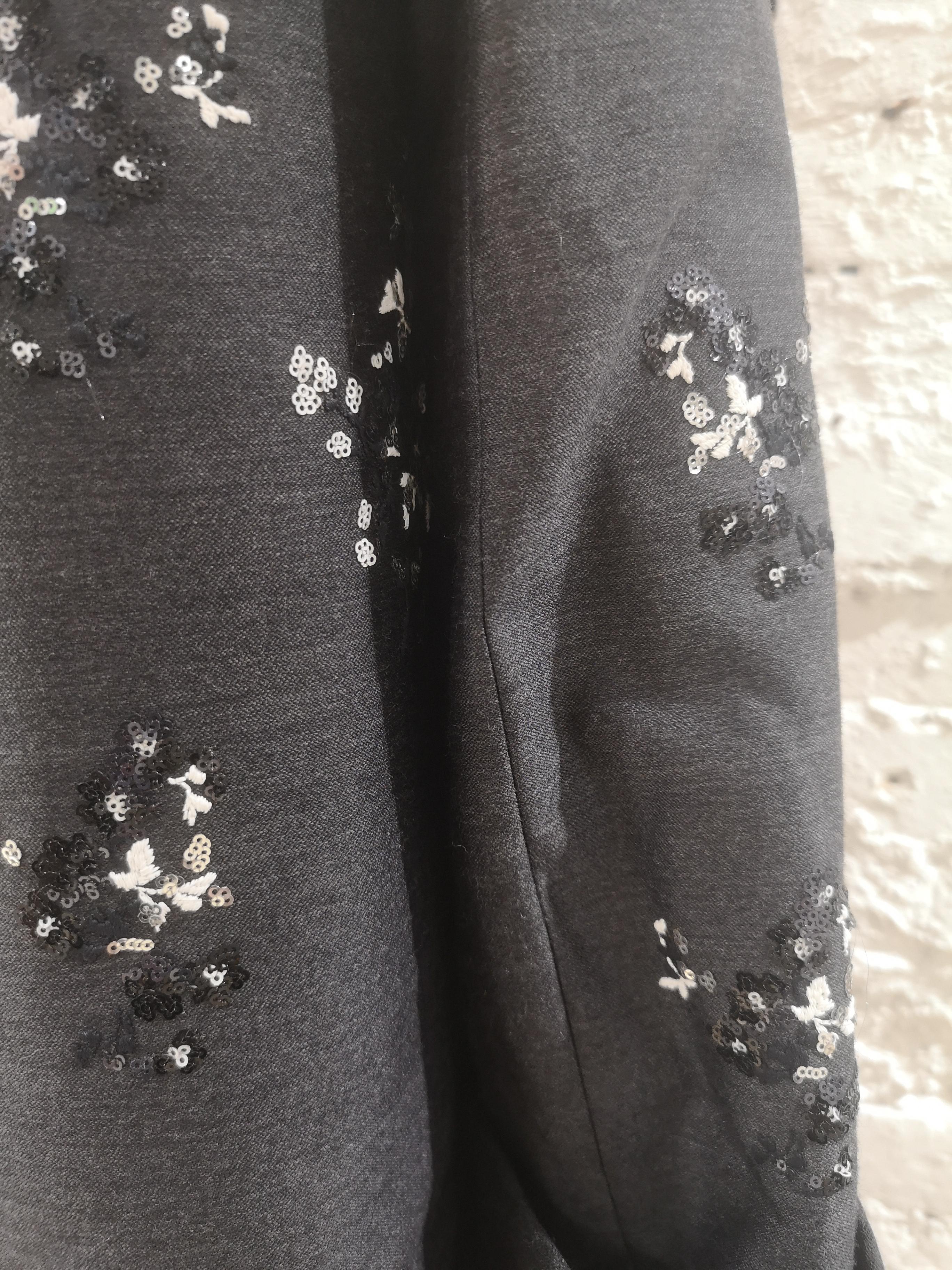 Black Prada dark grey sequins beads coat For Sale