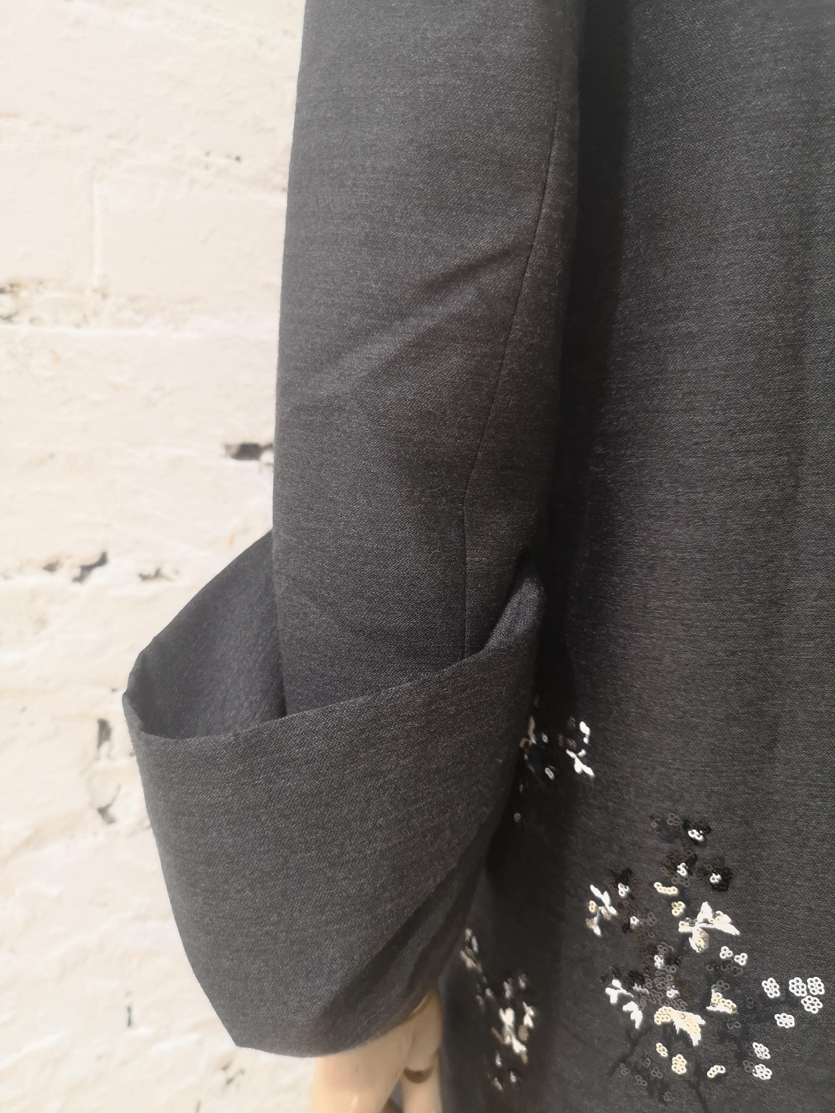 Prada dark grey sequins beads coat For Sale 1