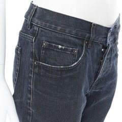 PRADA pantalon en denim lavé gris foncé à braguette boutonnée, coupe fuselée, jambe fine, jean 28" XS