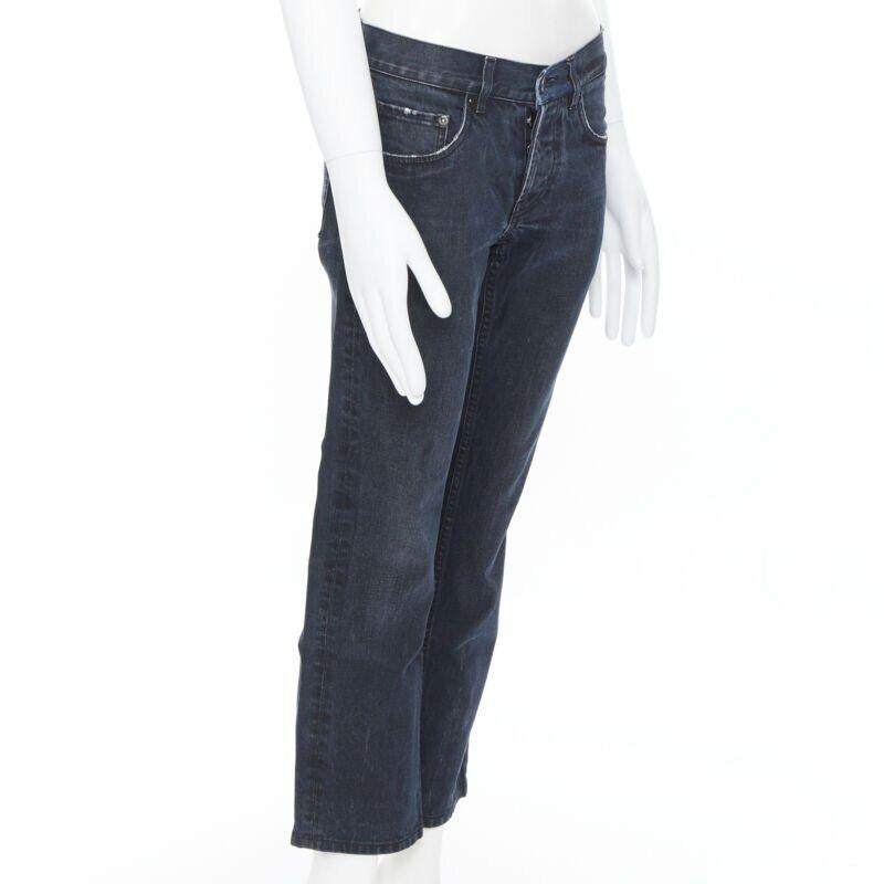 PRADA dark grey washed denim button fly tapered fit slim leg pants jeans 28
