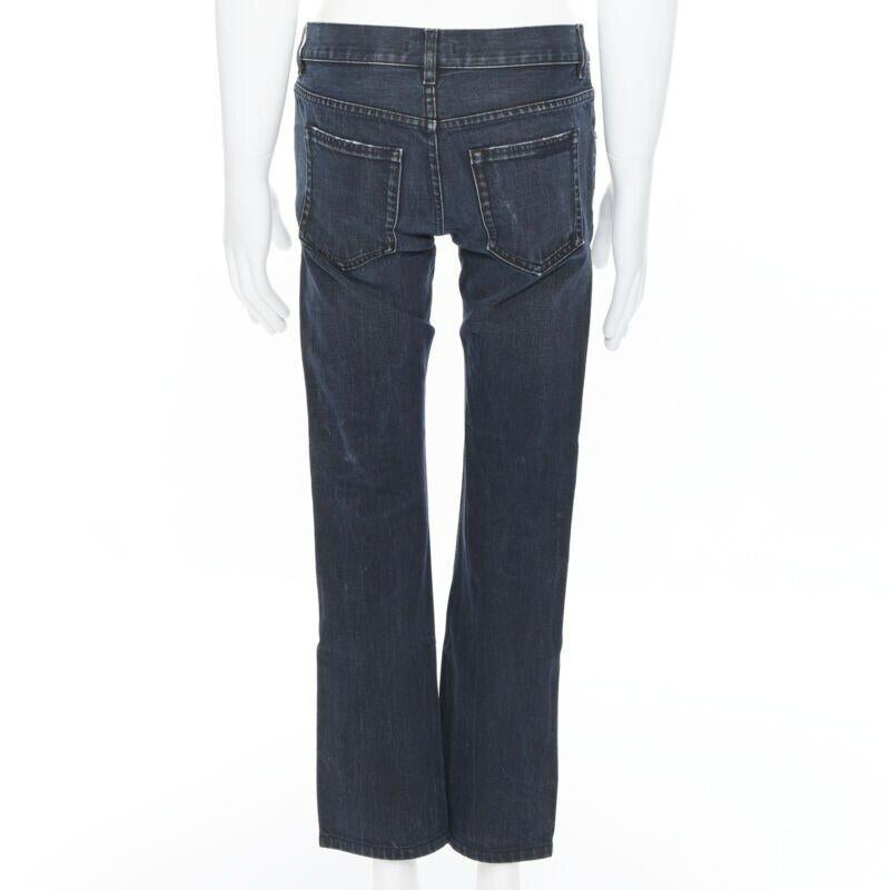 PRADA pantalon en denim lavé gris foncé à braguette boutonnée, coupe fuselée, jambe fine, jean 28