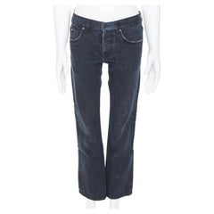 PRADA pantalon en denim lavé gris foncé à braguette boutonnée, coupe fuselée, jambe fine, jean 28" XS