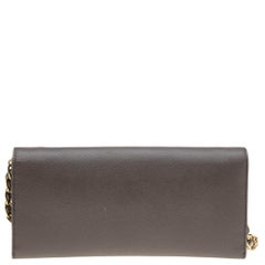 Prada Dunkel Khaki Saffiano Metallleder Portemonnaie an Kette