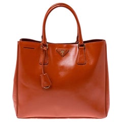 Prada Dark Orange Patent Leather Gardener's Tote