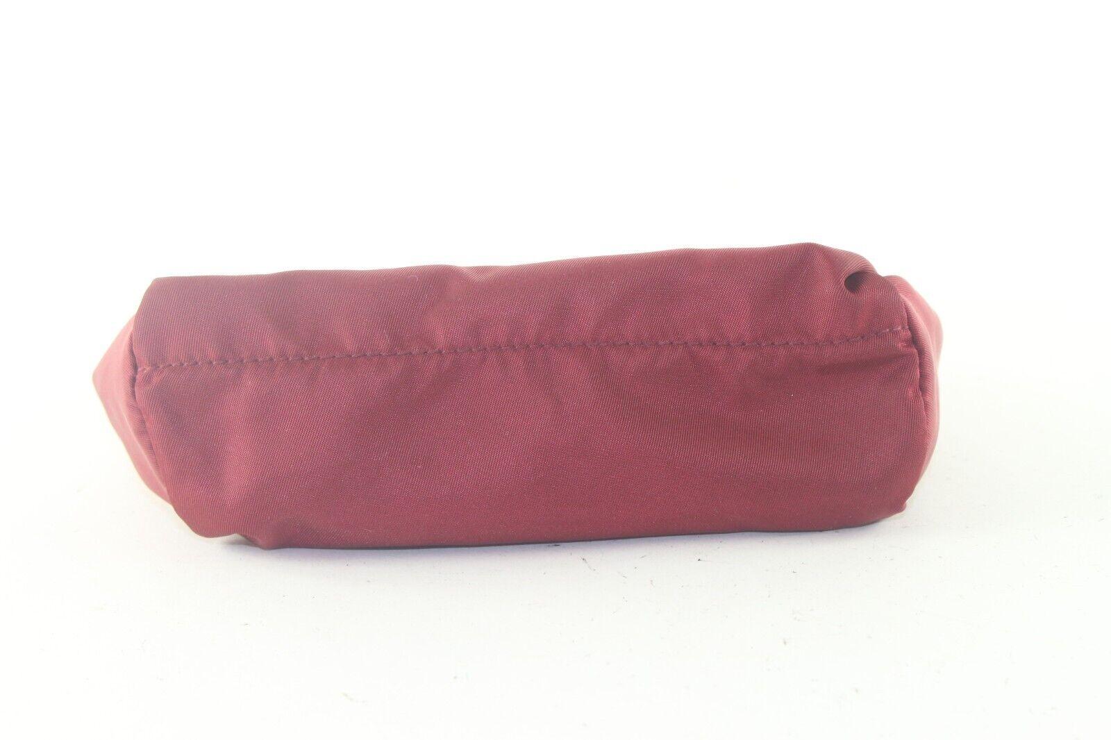 PRADA Dark Red Cosmetic Pouch Tessuto Nylon 1PR83K In Good Condition For Sale In Dix hills, NY