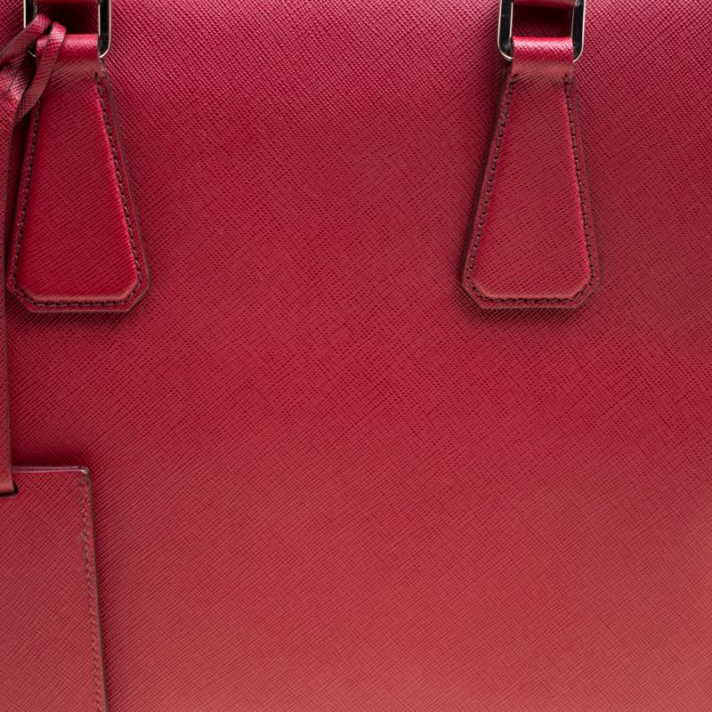 Prada Dark Red Saffiano Leather Travel Briefcase 5