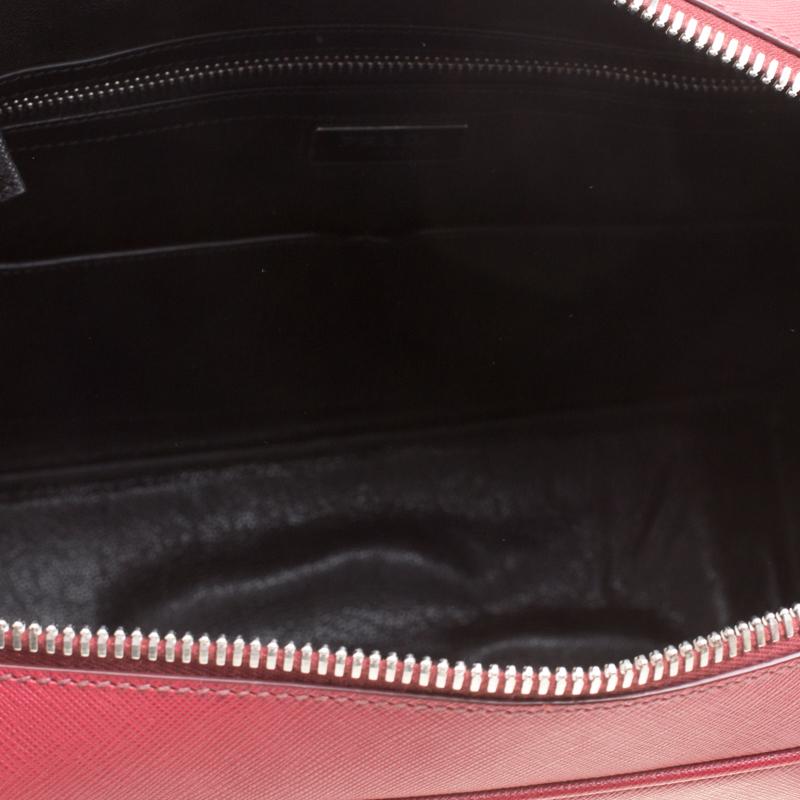 Prada Dark Red Saffiano Leather Travel Briefcase 1