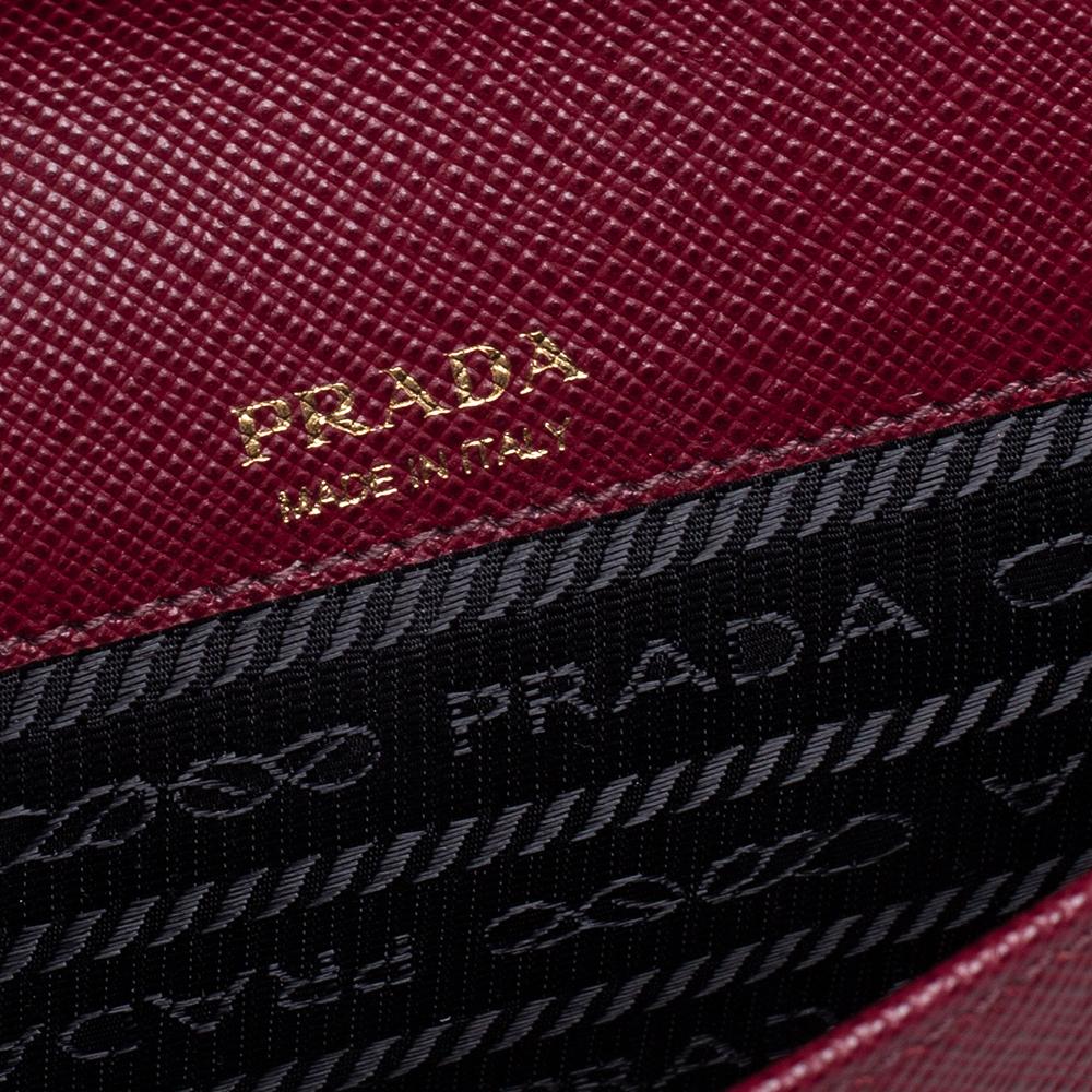 Prada Dark Red Saffiano Lux Leather Mini Crossbody Bag 2