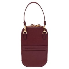 Prada Dark Red Saffiano Lux Leather Phone Crossbody Bag