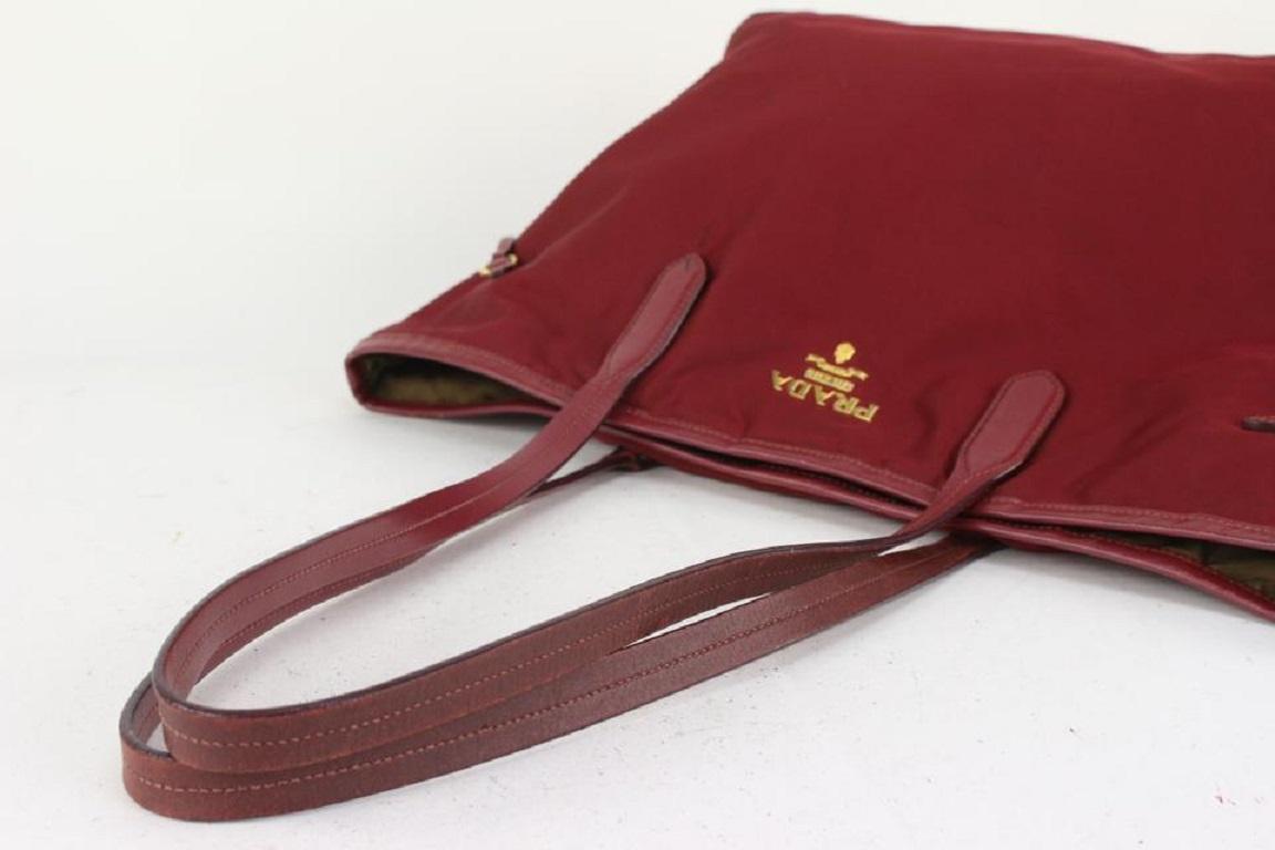 Brown Prada Dark Red Tessuto Nylon Shopper Tote Bag 820pr84c