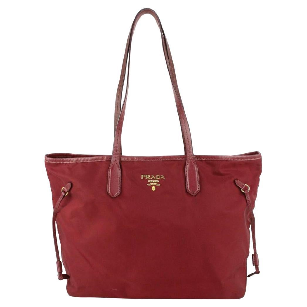 Prada Dark Red Tessuto Nylon Shopper Tote Bag 820pr84c