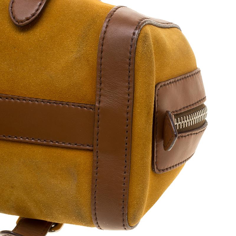 Prada dark Yellow/Brown Suede and Leather Satchel 6
