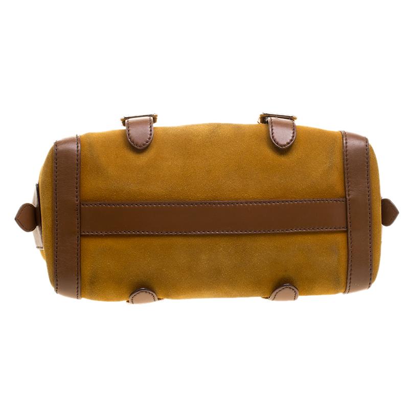 Prada dark Yellow/Brown Suede and Leather Satchel 1