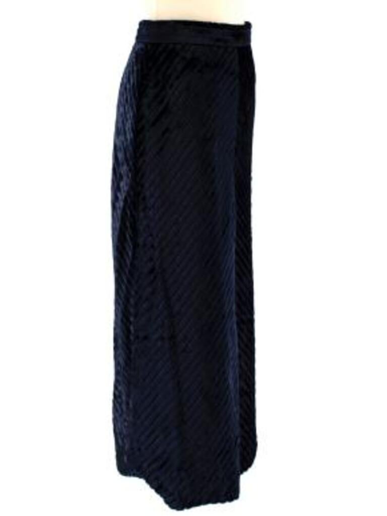 Prada Deep Blue Velvet Chevron Maxi Skirt In Excellent Condition For Sale In London, GB