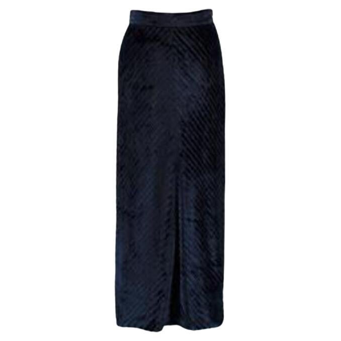 Prada Deep Blue Velvet Chevron Maxi Skirt For Sale