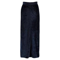 Prada Deep Blue Velvet Chevron Maxi Skirt