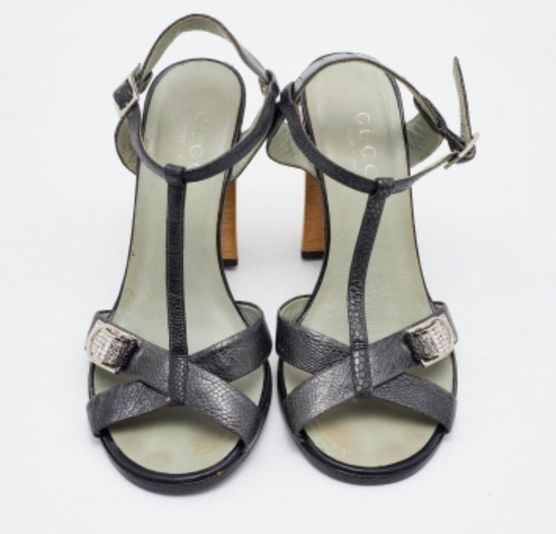 Women's Prada Deep Green Ostrich Leather Ankle Strap Block Heel Sandals Size 36 For Sale