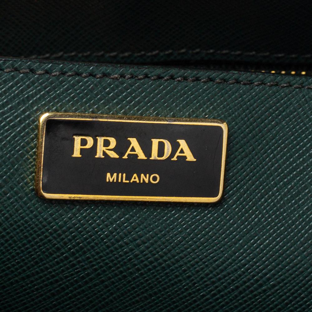 Prada Deep Green Saffiano Lux Leather Medium Double Zip Tote 3