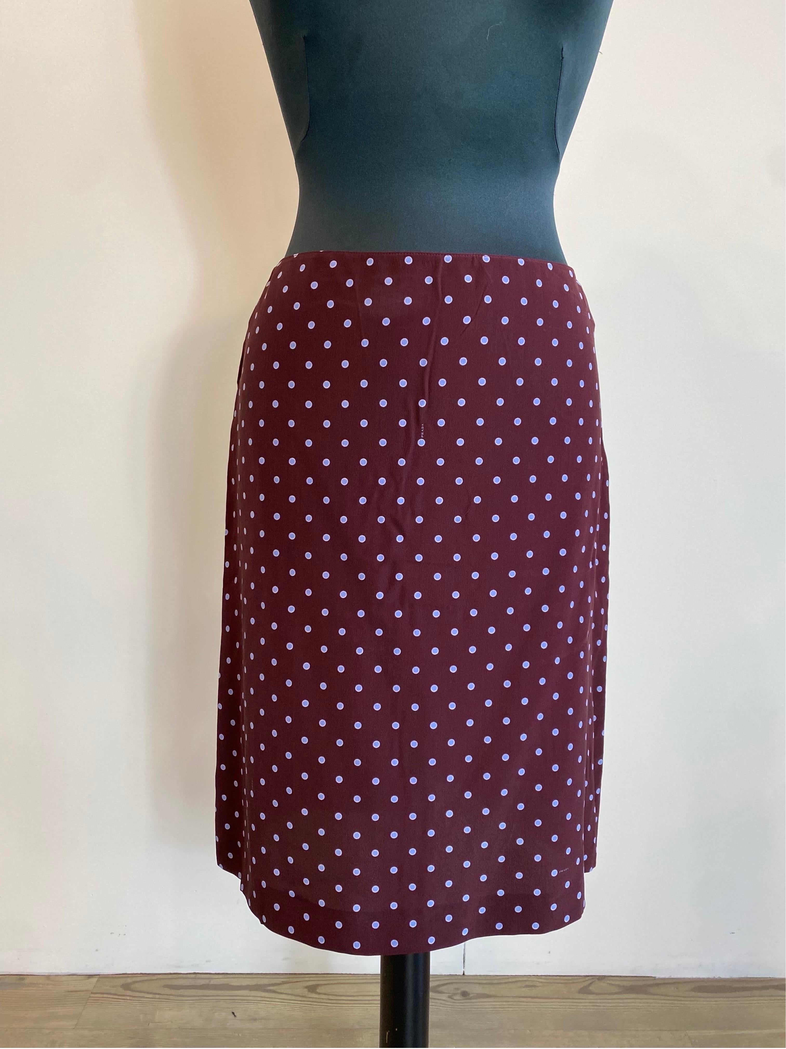 Prada Demi silk blue pois Skirt In Excellent Condition In Carnate, IT