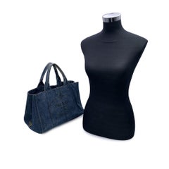 Prada Denim Jeans Canvas Canapa Logo 2 Way Tote Shoulder Bag