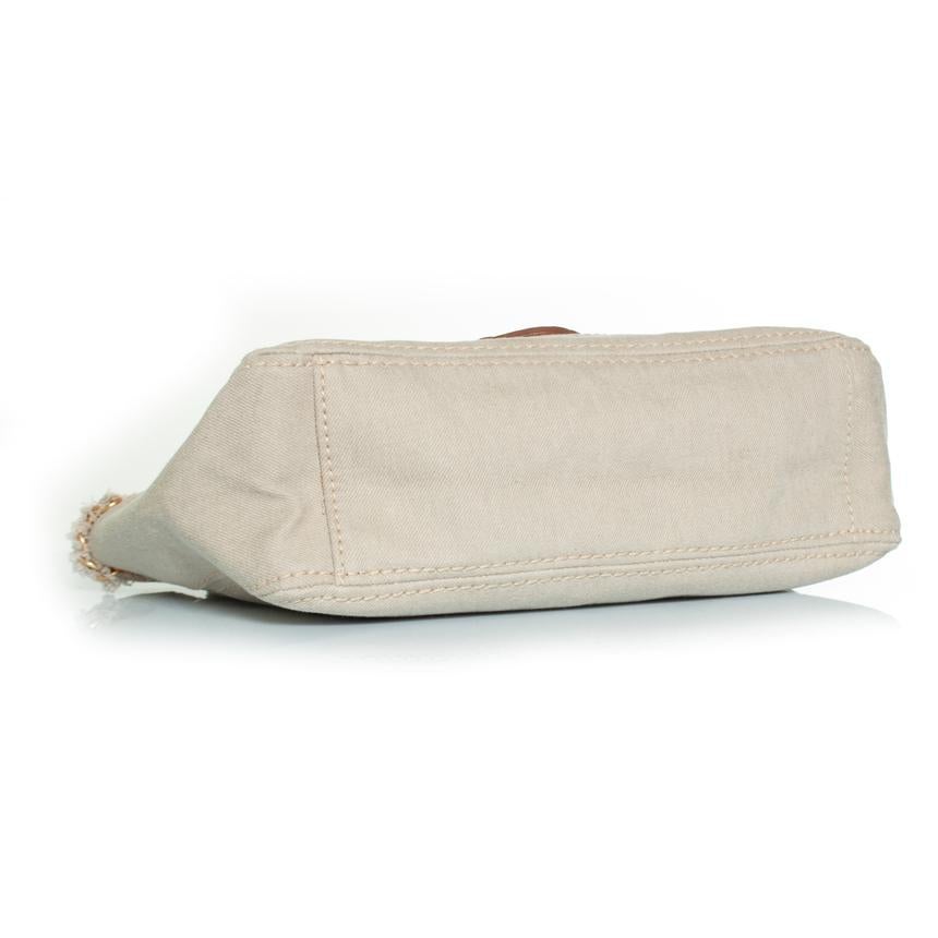 Beige Prada, denim shoulder bag in beige For Sale