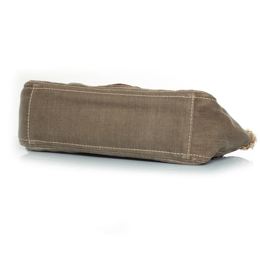 Brown Prada, denim shoulder bag in green For Sale