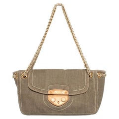 Prada, denim shoulder bag in green
