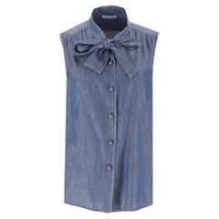 Prada Ärmelloses Denim-Top mit Krawatte