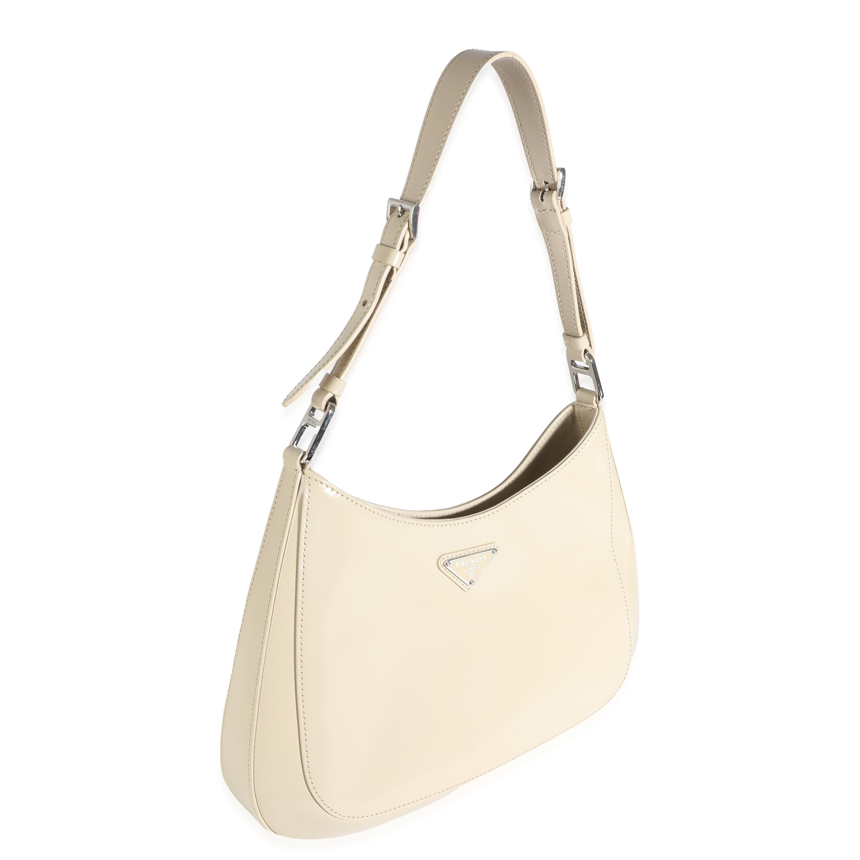 Prada Desert Beige Brushed Calfskin Cleo Shoulder Bag In Excellent Condition For Sale In New York, NY