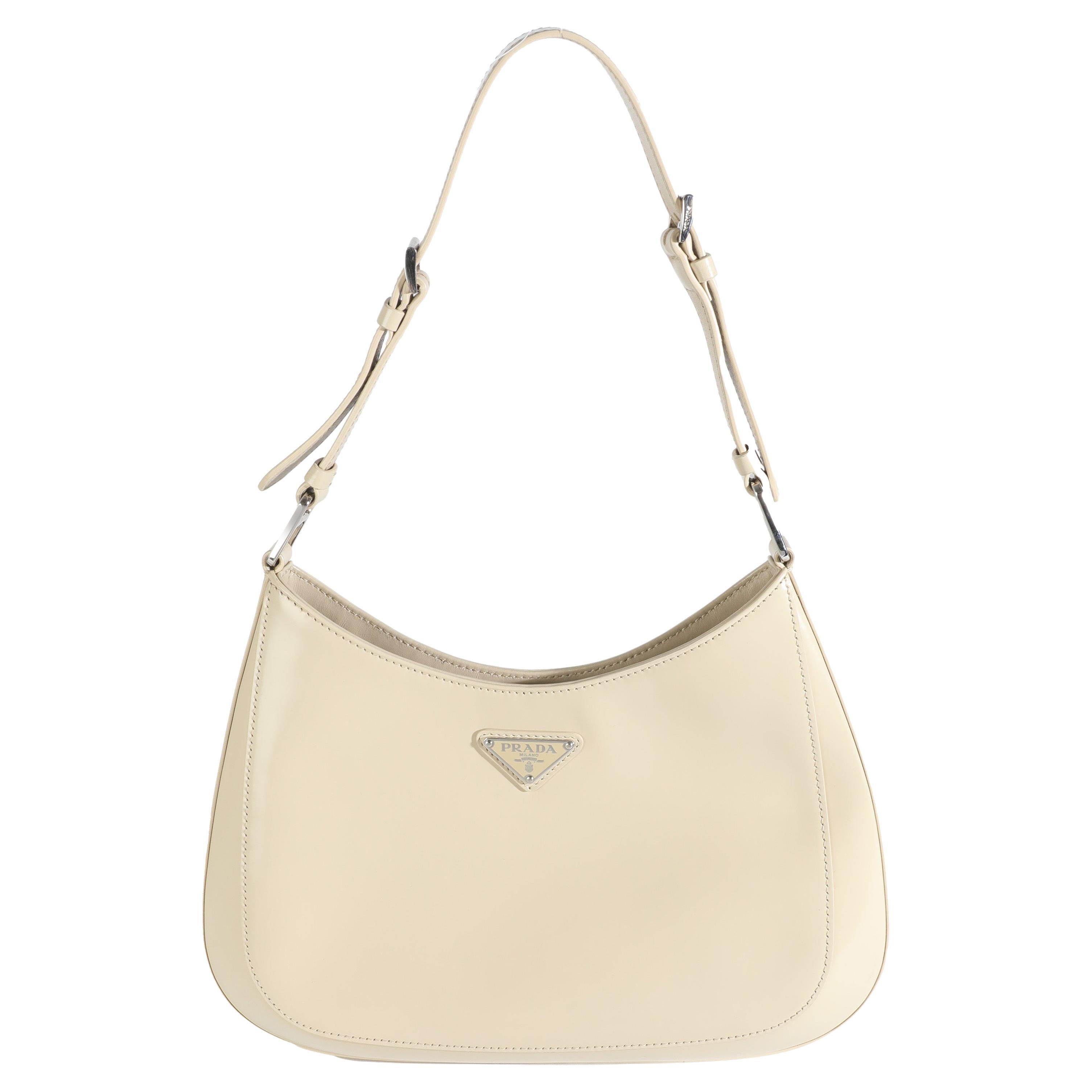 Prada Desert Beige Brushed Calfskin Cleo Shoulder Bag For Sale