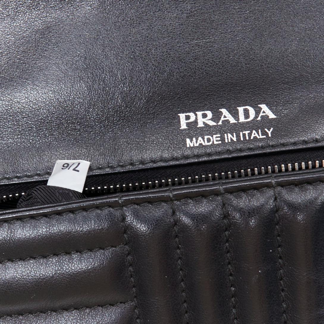 PRADA Diagramme black quilted silver logo crossbody flap shoulder bag For Sale 6