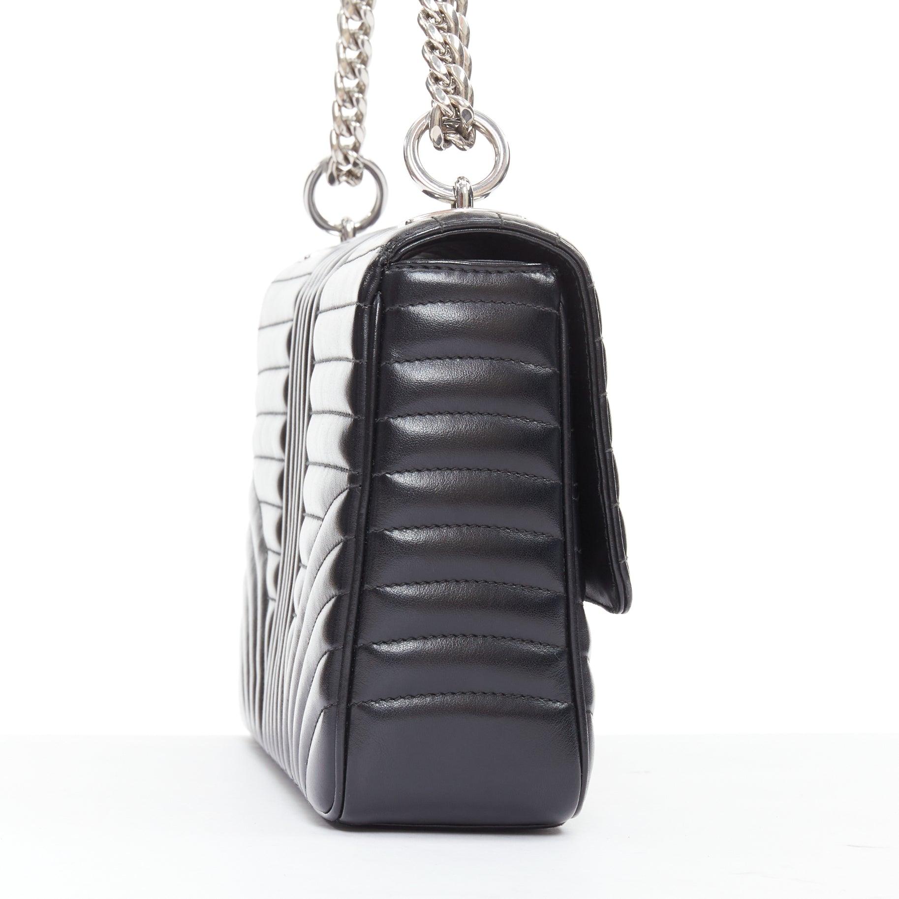 PRADA Diagramme black quilted silver logo crossbody flap shoulder bag In Good Condition For Sale In Hong Kong, NT