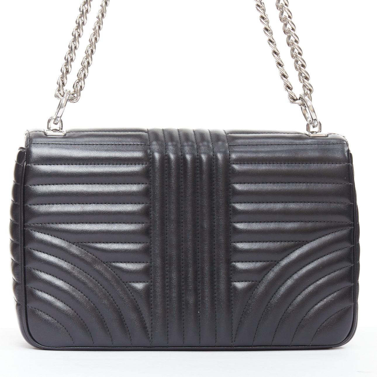 Women's PRADA Diagramme black quilted silver logo crossbody flap shoulder bag For Sale