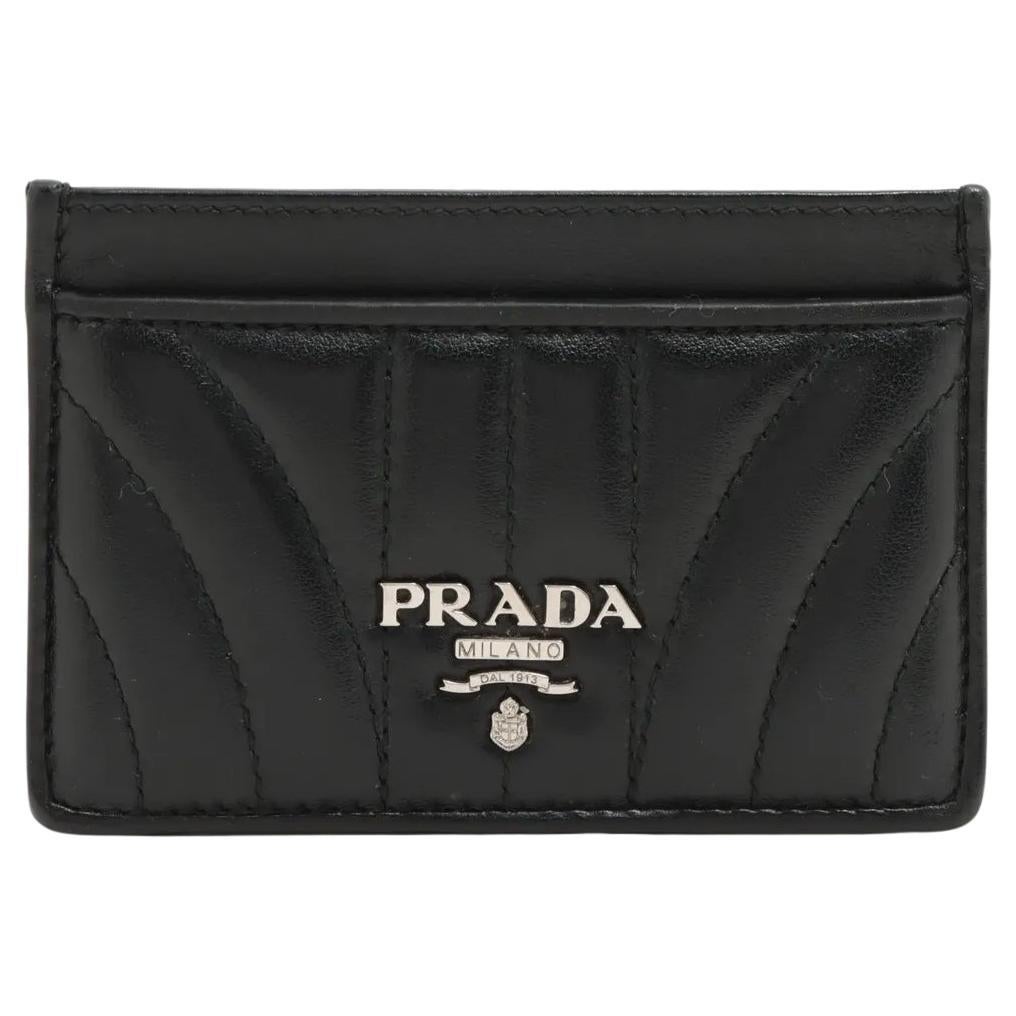 Prada Diagramme Custodia per carte di credito in pelle nera