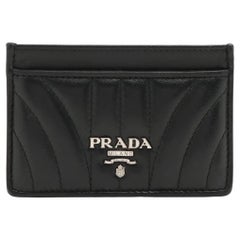 Prada Diagramme Leather Card Case Black