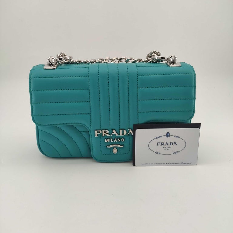PRADA Diagramme Shoulder bag in Blue Leather at 1stDibs