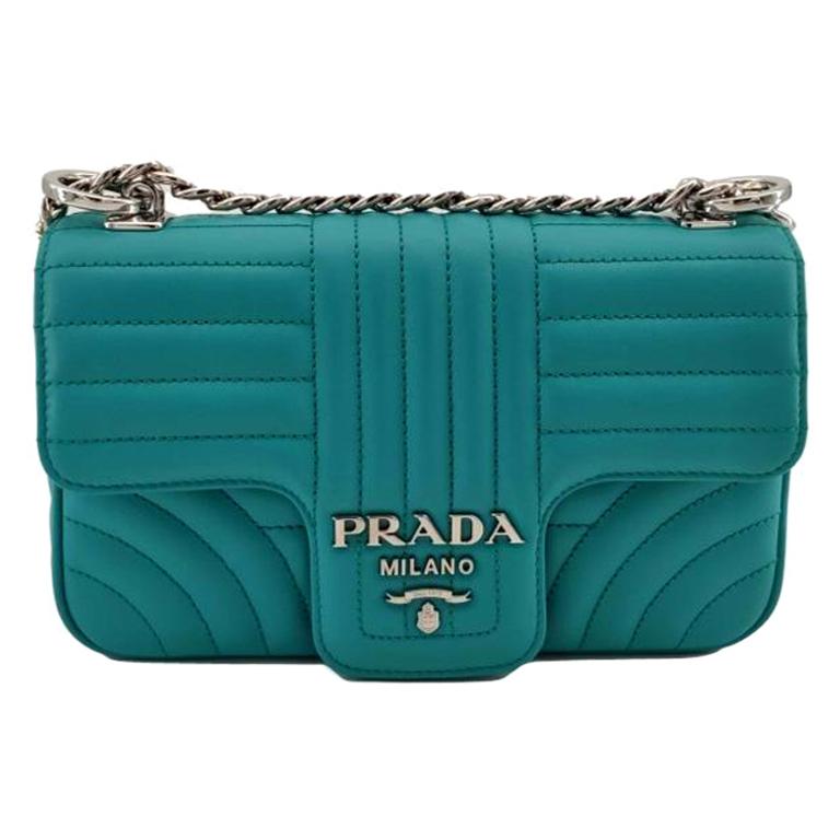 PRADA Diagramme Shoulder bag in Blue Leather at 1stDibs