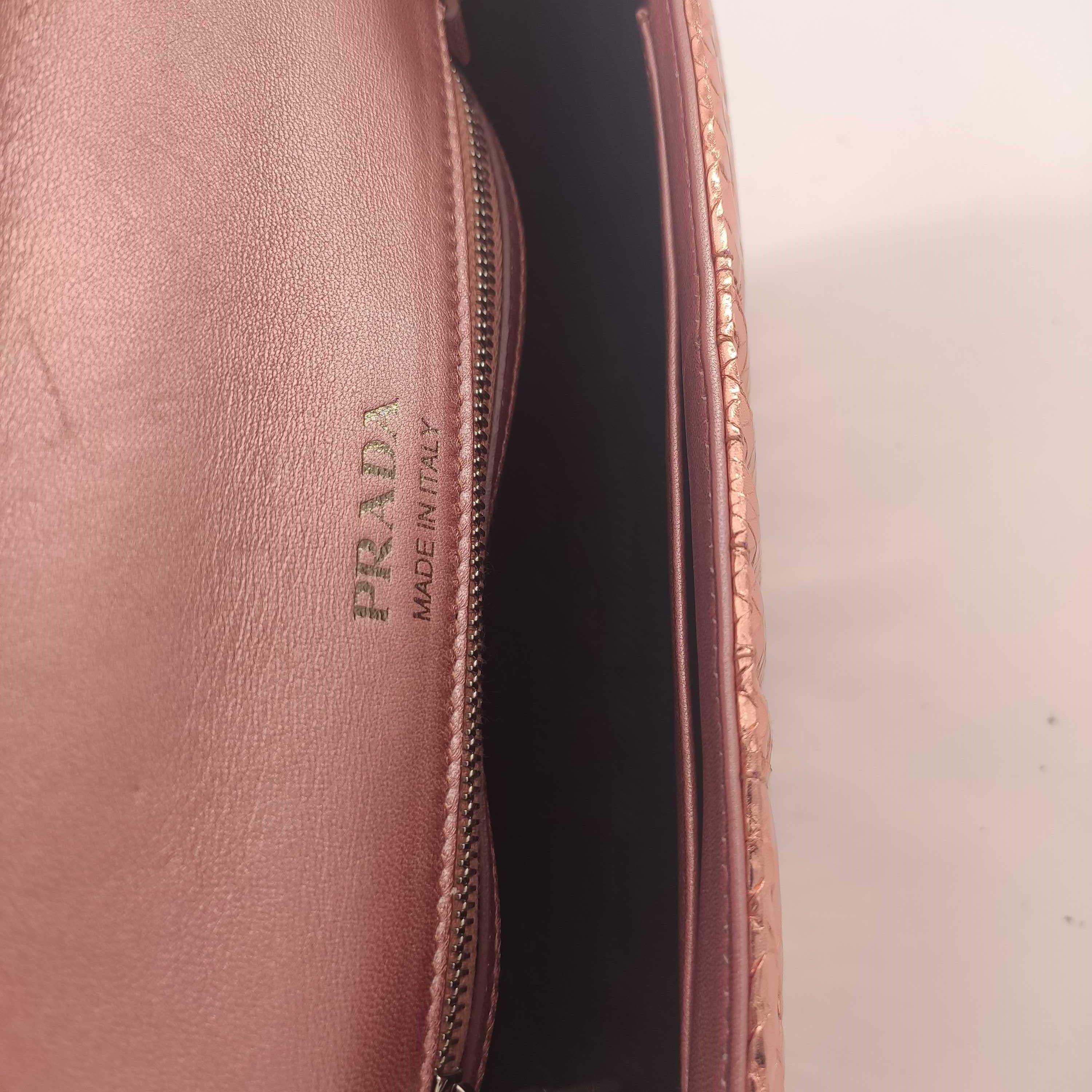 PRADA Diagramme Shoulder bag in Pink Leather 1