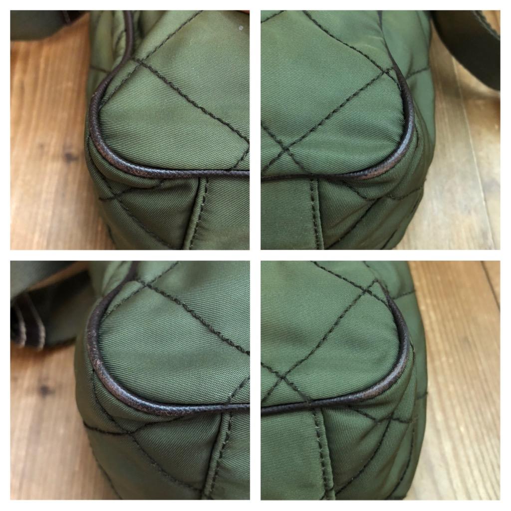 PRADA Diamond Quilted Tessuto Messenger Crossbody Bag Army Green Unisex For Sale 3