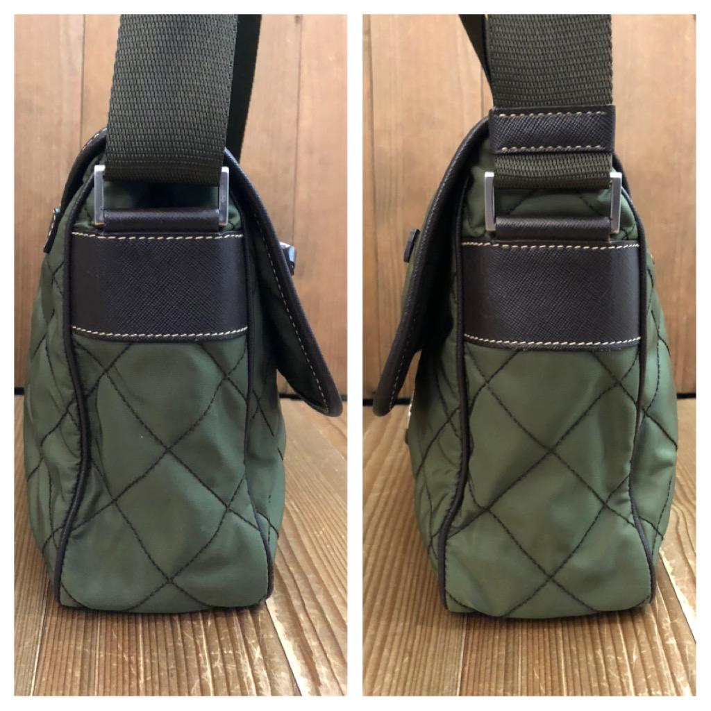 PRADA Diamond Quilted Tessuto Messenger Crossbody Bag Army Green Unisex For Sale 6