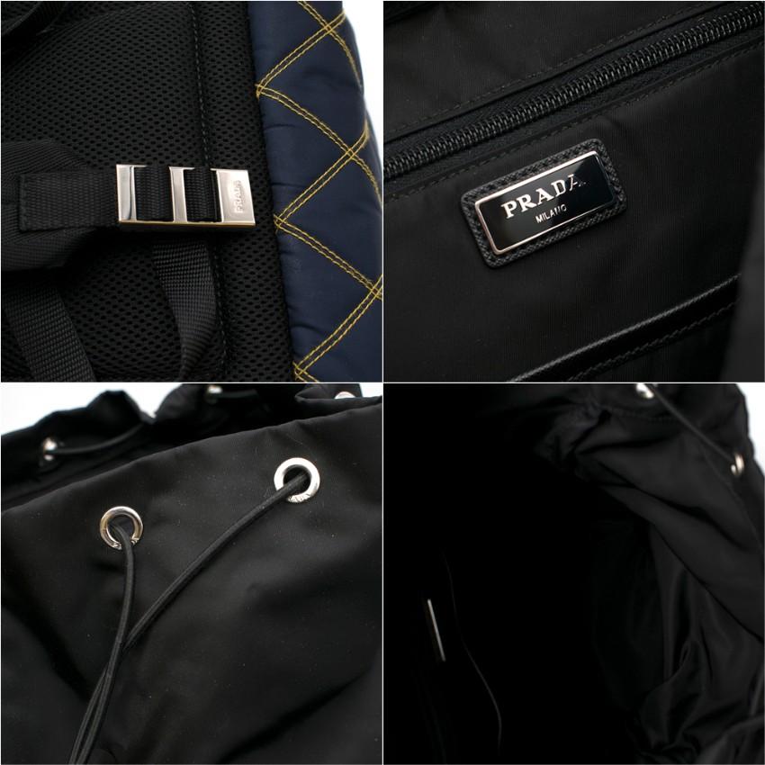 Prada Diamond StitchBlack/Blue Nylon & Leather Backpack In New Condition In London, GB