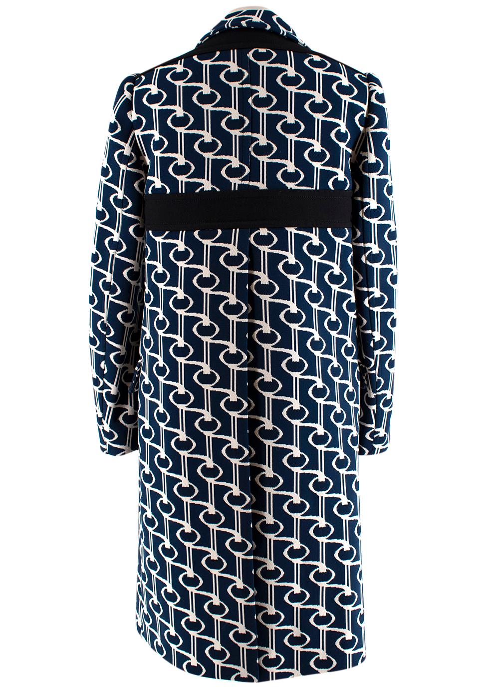 Black Prada Double-breasted cape key-jacquard coat - Size US 4 For Sale