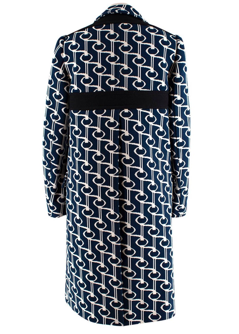 Prada Double-breasted cape key-jacquard coat - Size US 4 For Sale at ...