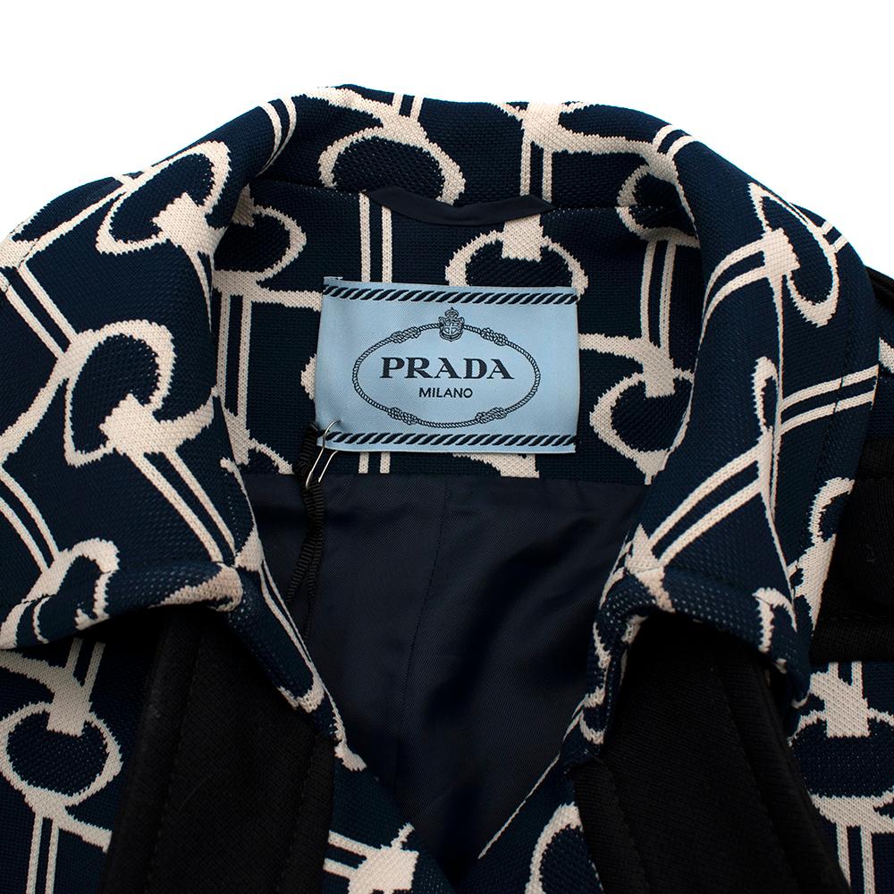 Prada Double-breasted cape key-jacquard coat - Size US 4 In New Condition For Sale In London, GB