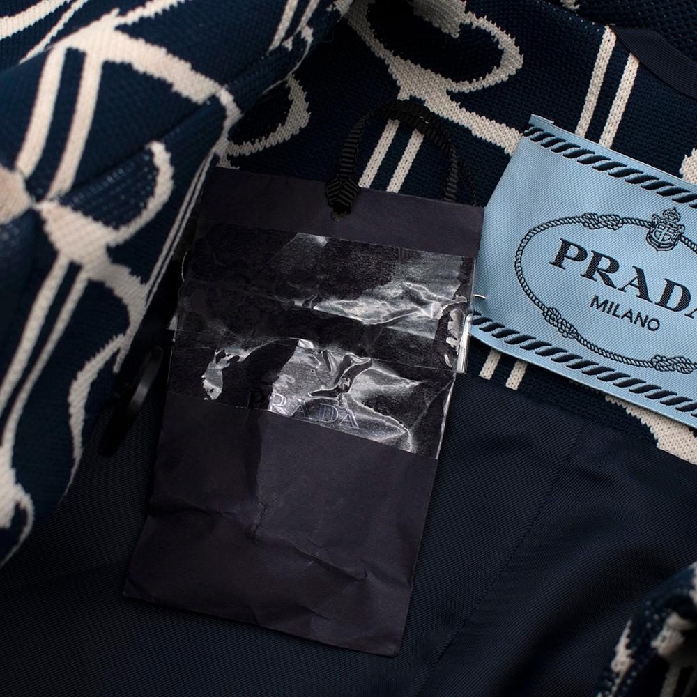 Prada Double-breasted cape key-jacquard coat - Size US 4 For Sale 1