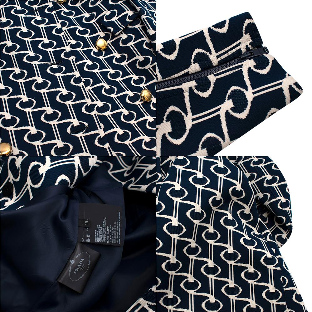Prada Double-breasted cape key-jacquard coat - Size US 4 For Sale 4