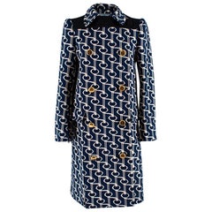 Prada Double-breasted cape key-jacquard coat - Size US 4