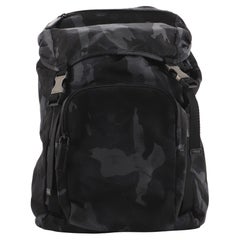 Prada Double Buckle Backpack Printed Tessuto Medium